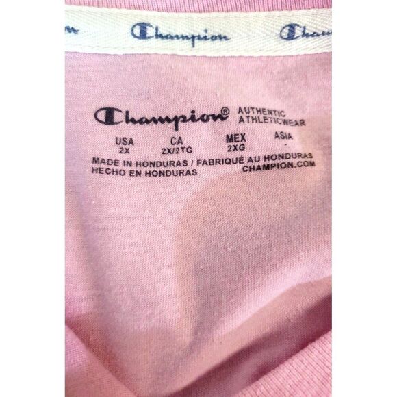 Champion Womens Plus Cropped Tee 2X Pink Short Sleeve Graphic Casual Relaxed Fit - Picture 7 of 7